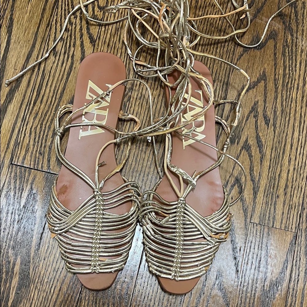Zara Gold Strappy Women's Sandals